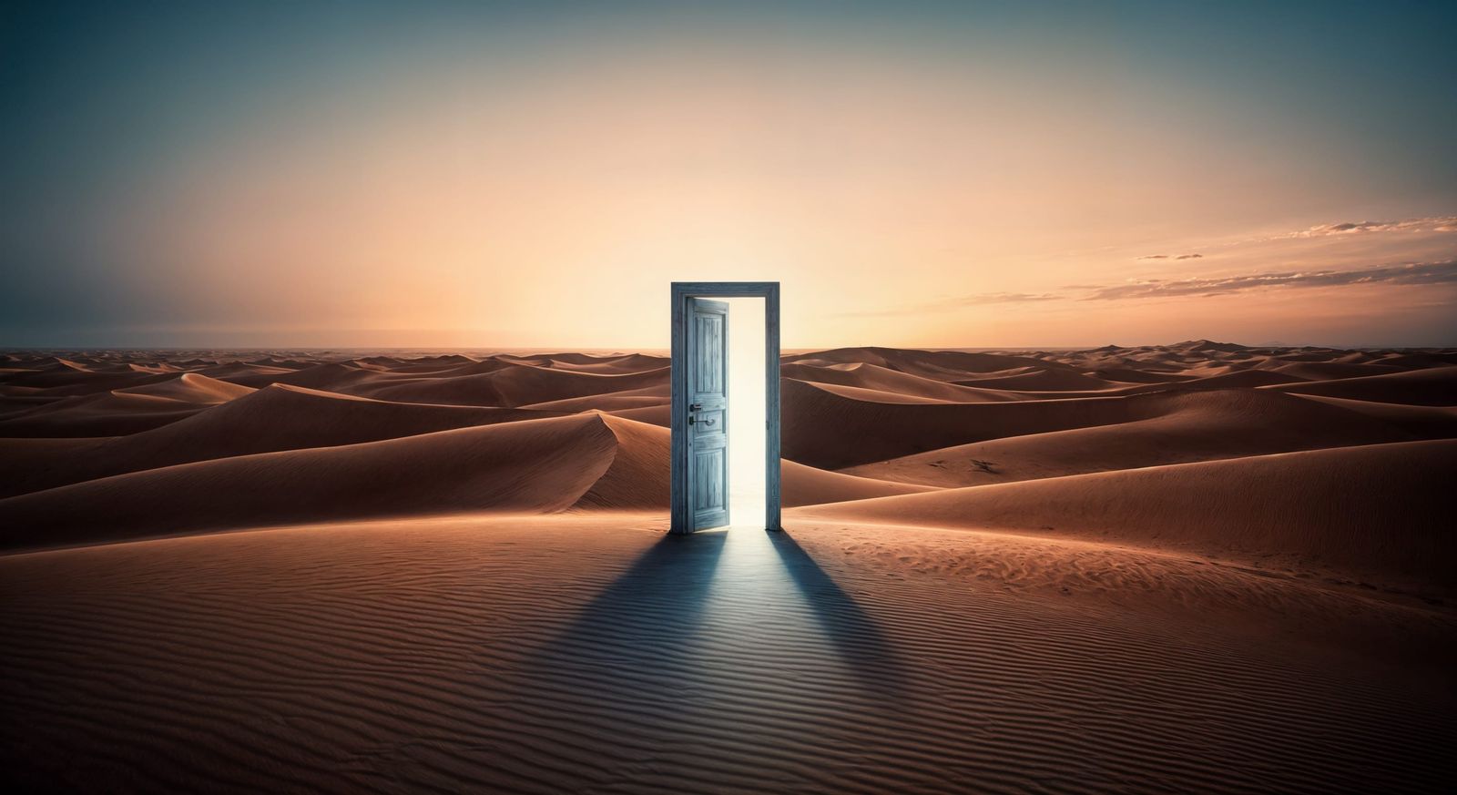 Surreal Desert Doorway at Twilight
