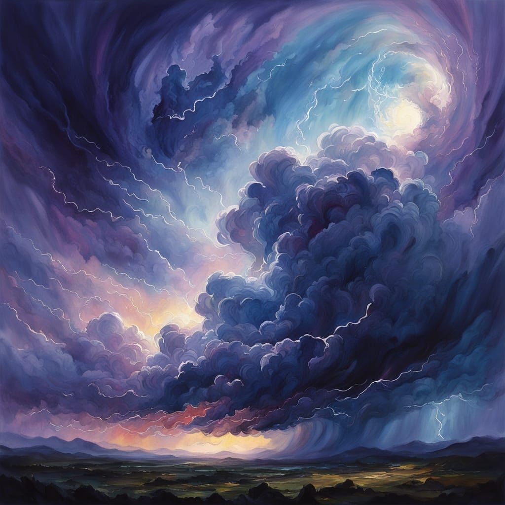Ethereal Stormscape in Vibrant Oil Painting Style
