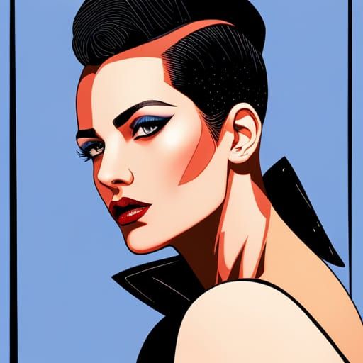Punk Woman in 80s Graphic Design Style