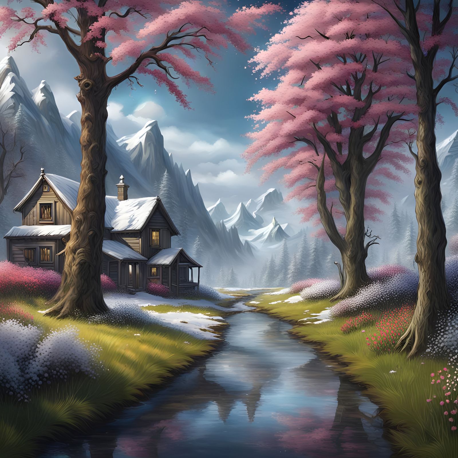 Winter Storms Yield to Spring: Digital Art Masterpiece