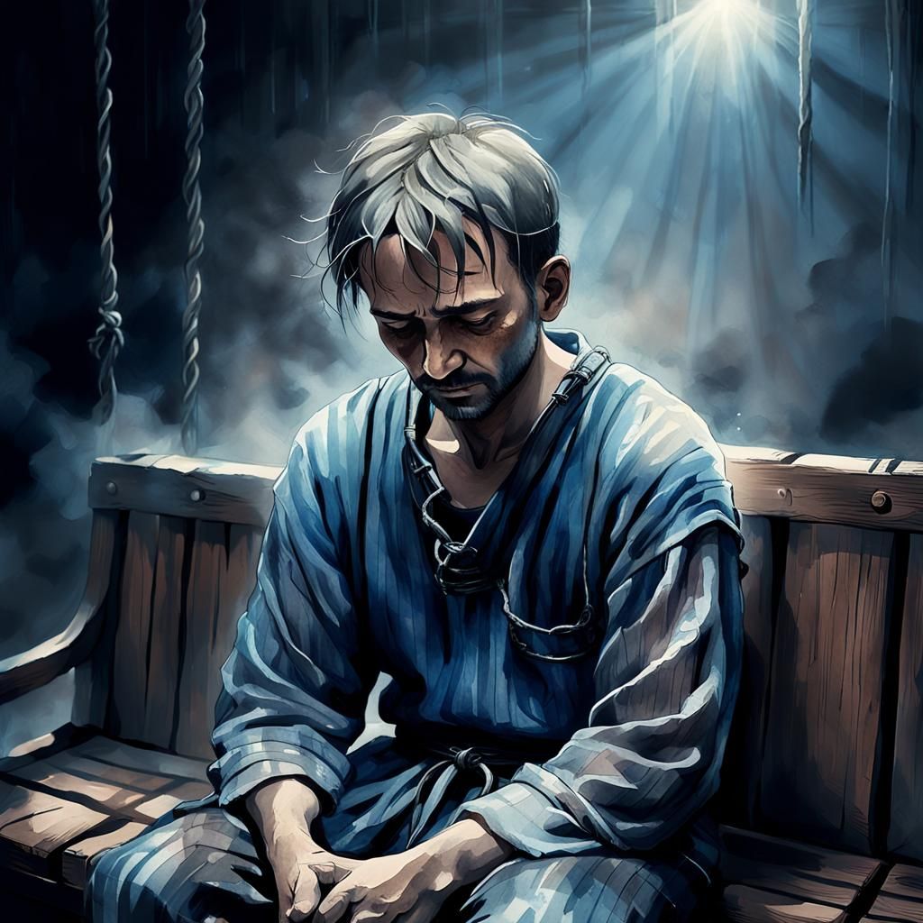 Ethereal Fantasy Portrait of a Prisoner in Watercolor Style