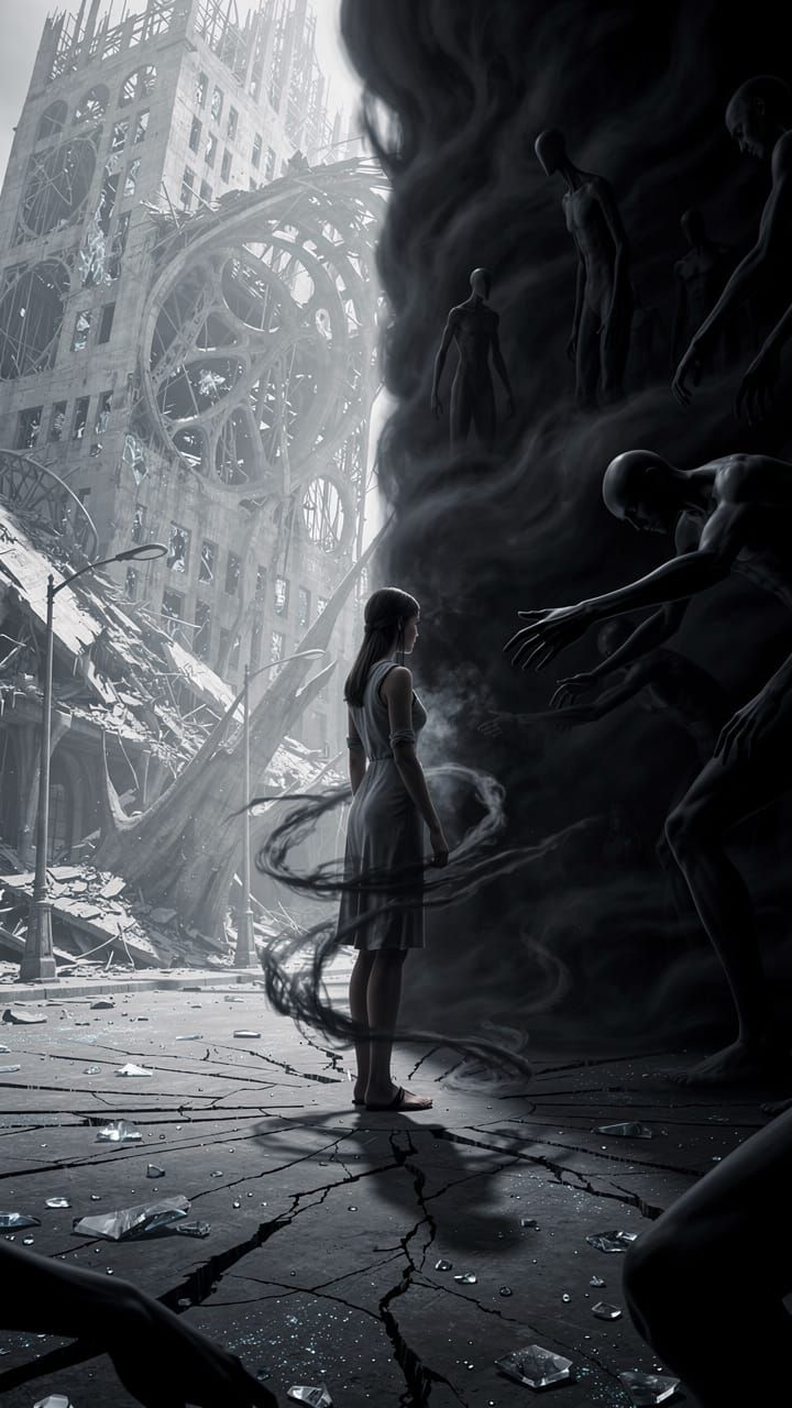 Woman Enters Living Darkness Filled With Shadow Beings