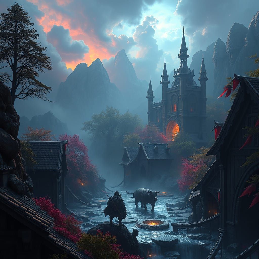 Surreal Fantasy Landscape in Deep Color