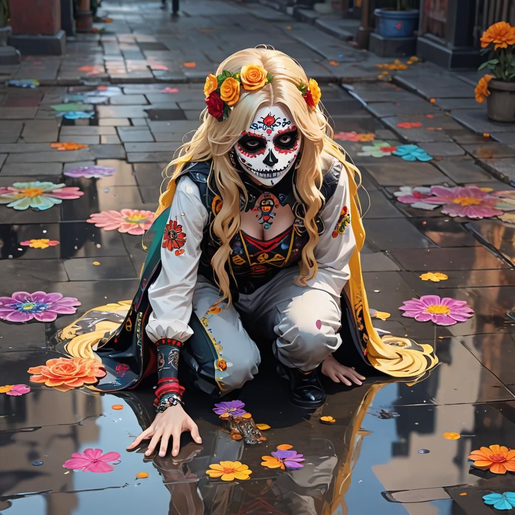 Day of the Dead Reflection: Anime Style Transformation