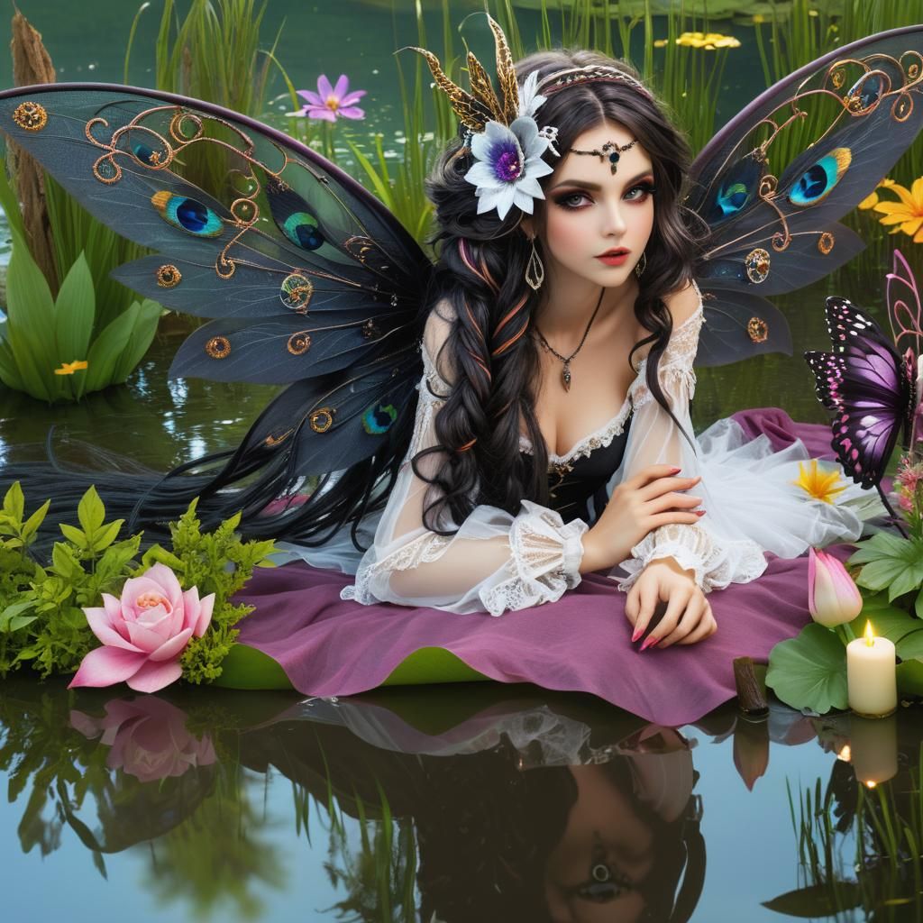 Punk Pixie Witch by Pond in Digital Art