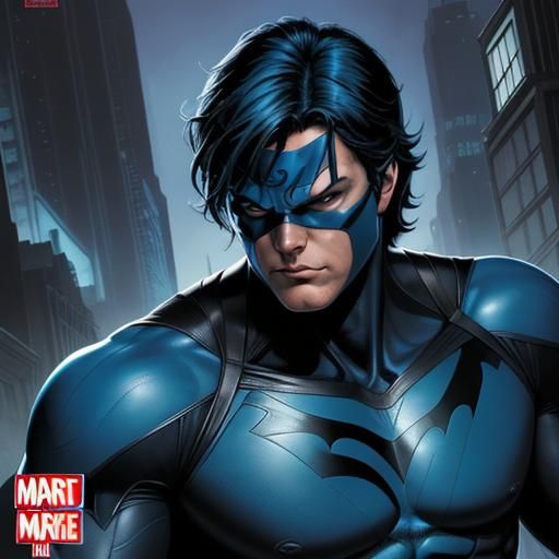 Nightwing in Comic Book Art Style