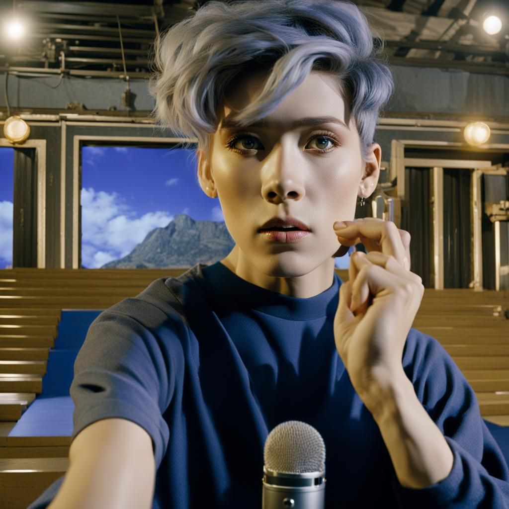 Singer on Stage in Cinematic Lighting