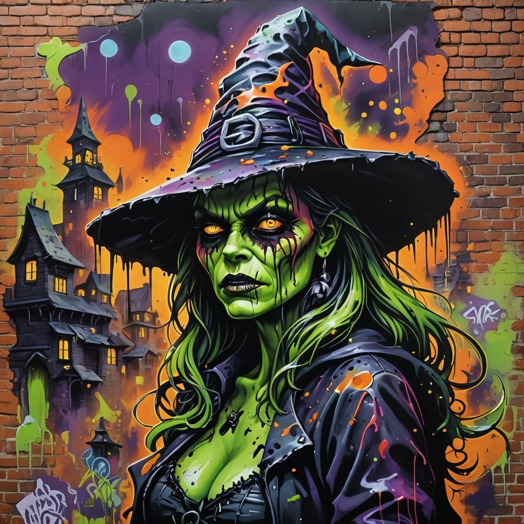 Frankenhooker in Graffiti Art Style at Halloween Parade