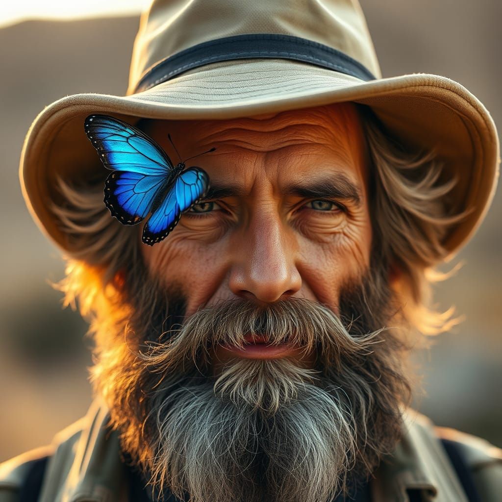 Geologist with Blue Butterfly Portrait