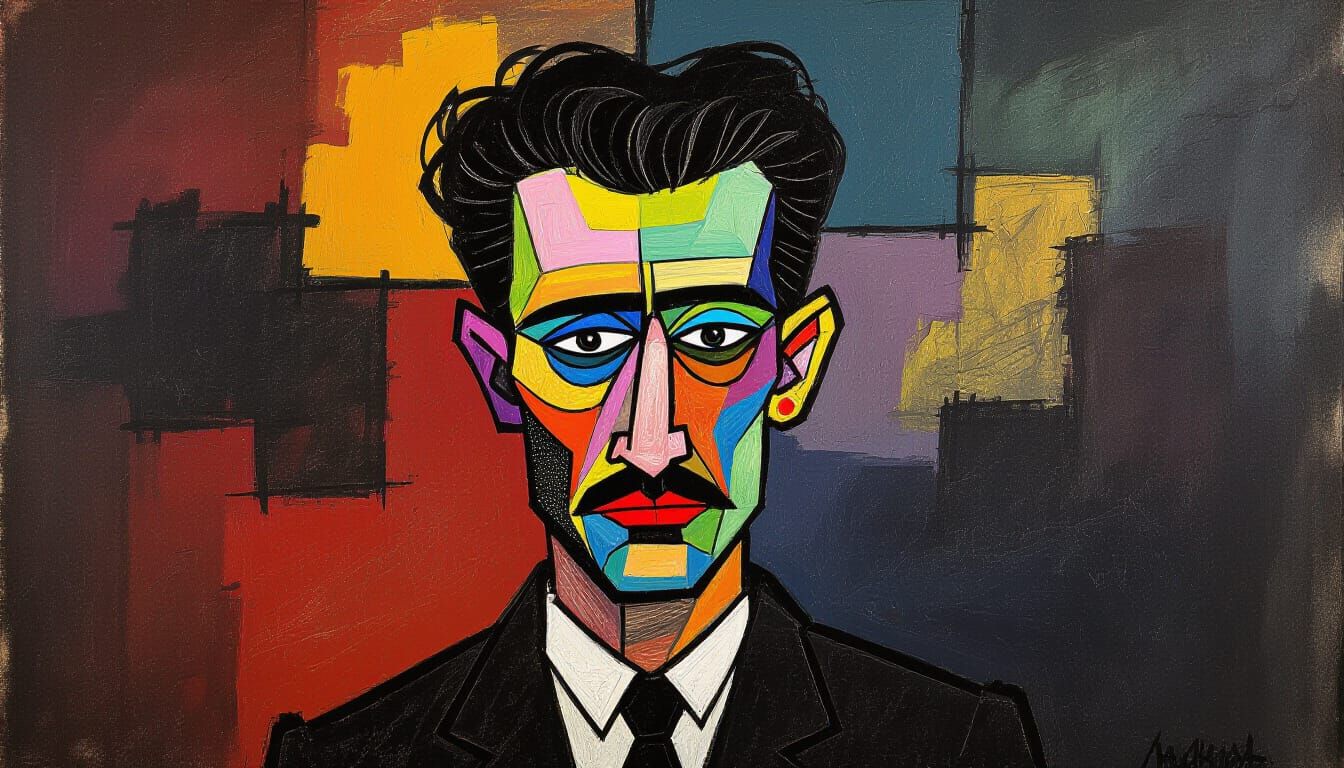 Vibrant Abstract Color Explosion in Charcoal Style