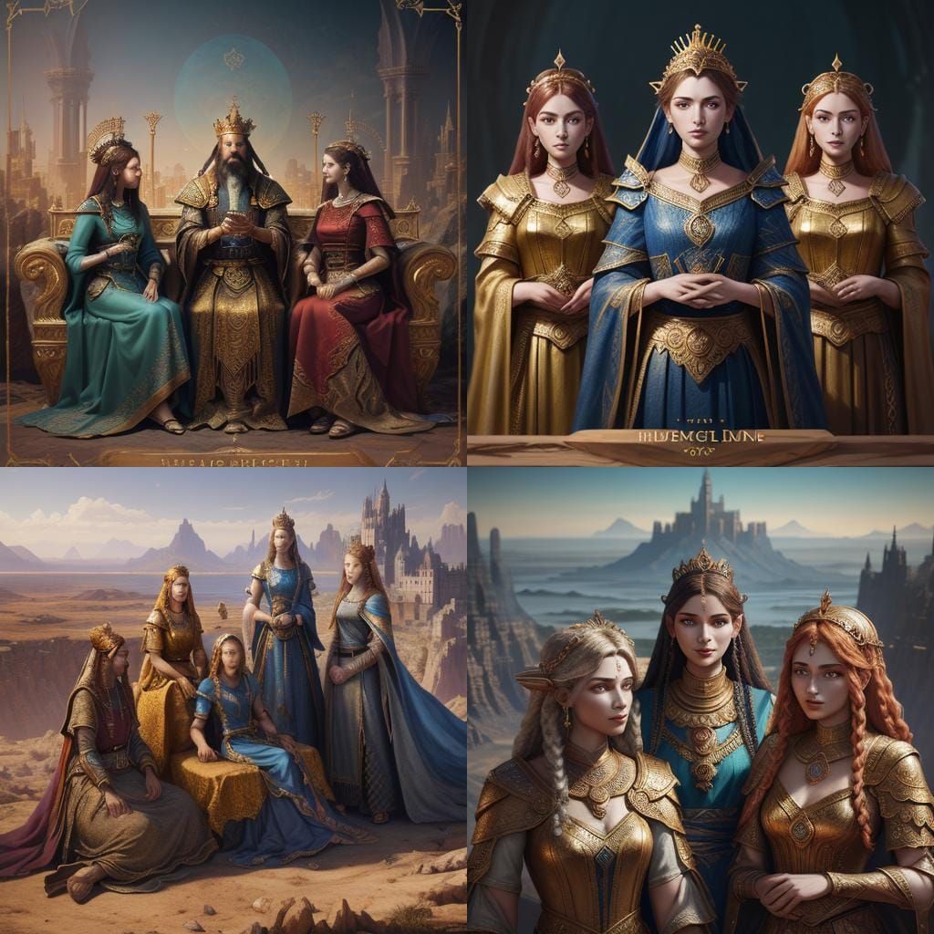 King Solomon and Wives: Detailed Fantasy Art