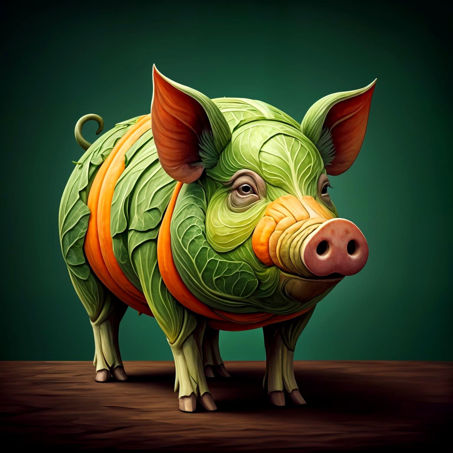 Vegetable Pig in the Style of Arcimboldo