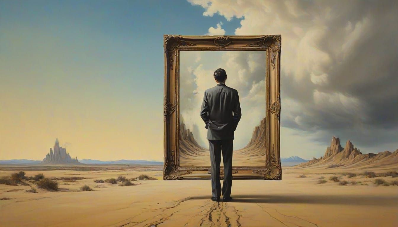 Surrealist Exit from Information Overload on Matte Canvas