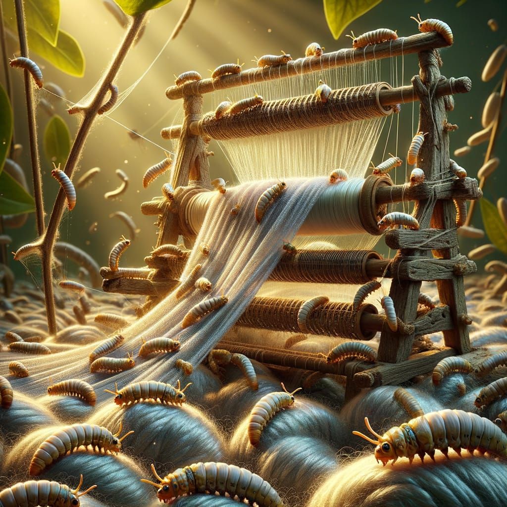 Industrious Silk Worms Construct Luxurious Silk Threads in H...