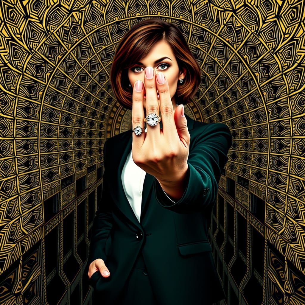 Miranda Kerr in Ornate Business Attire Showcases Diamond Rin...