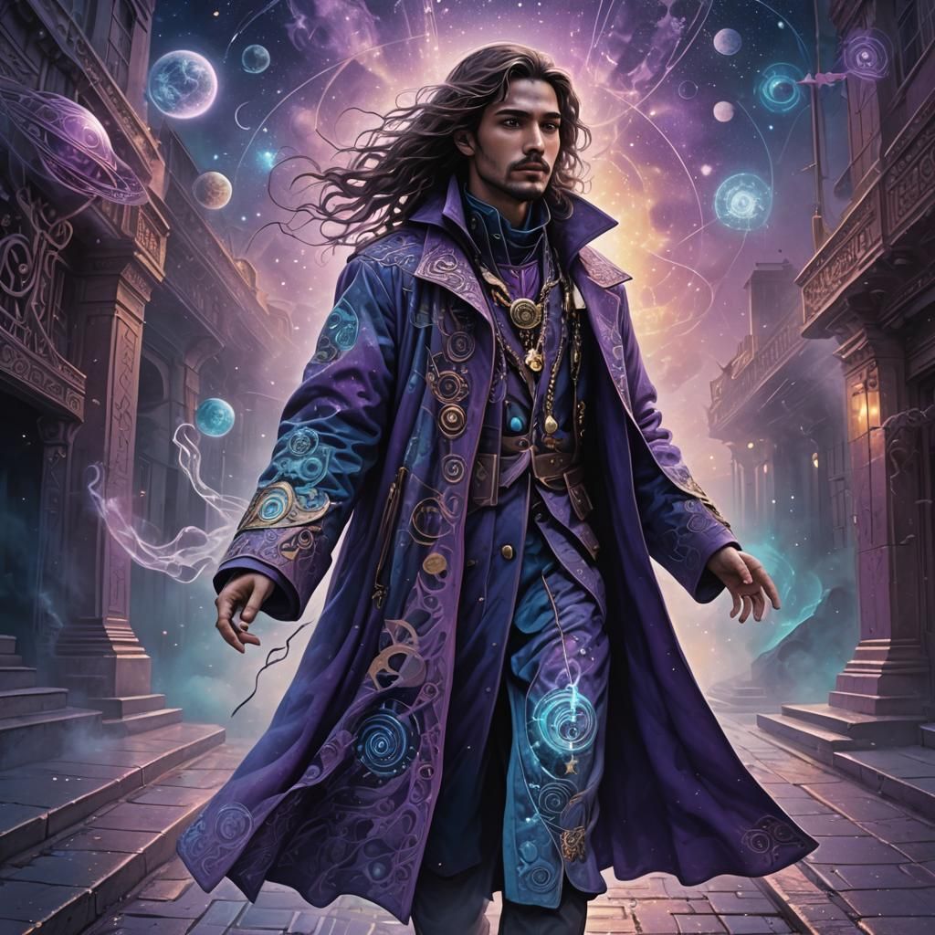 Surreal Astral Illustration of Figure Stepping on Crack