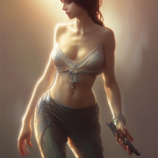 Beautiful Woman Portrait with Volumetric Lighting