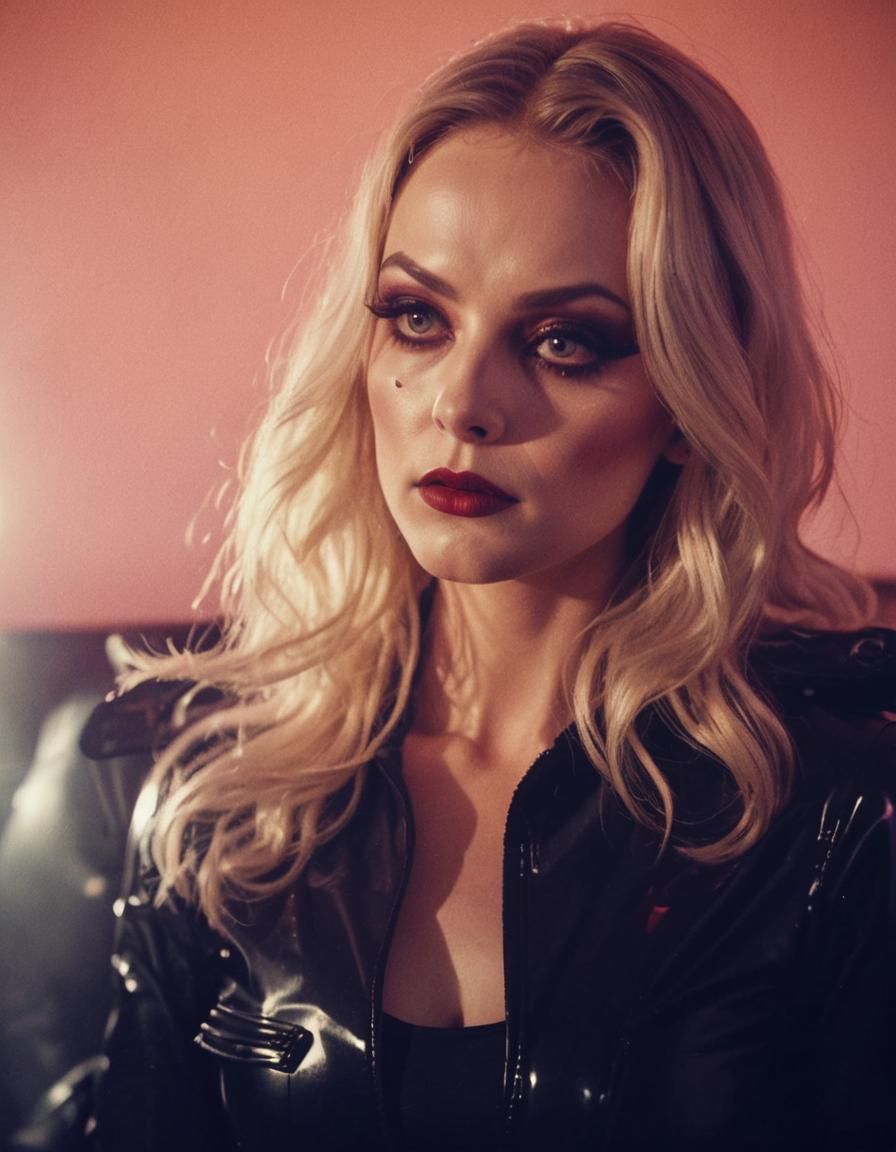 Woman in Latex Catsuit with Bold Editorial Makeup