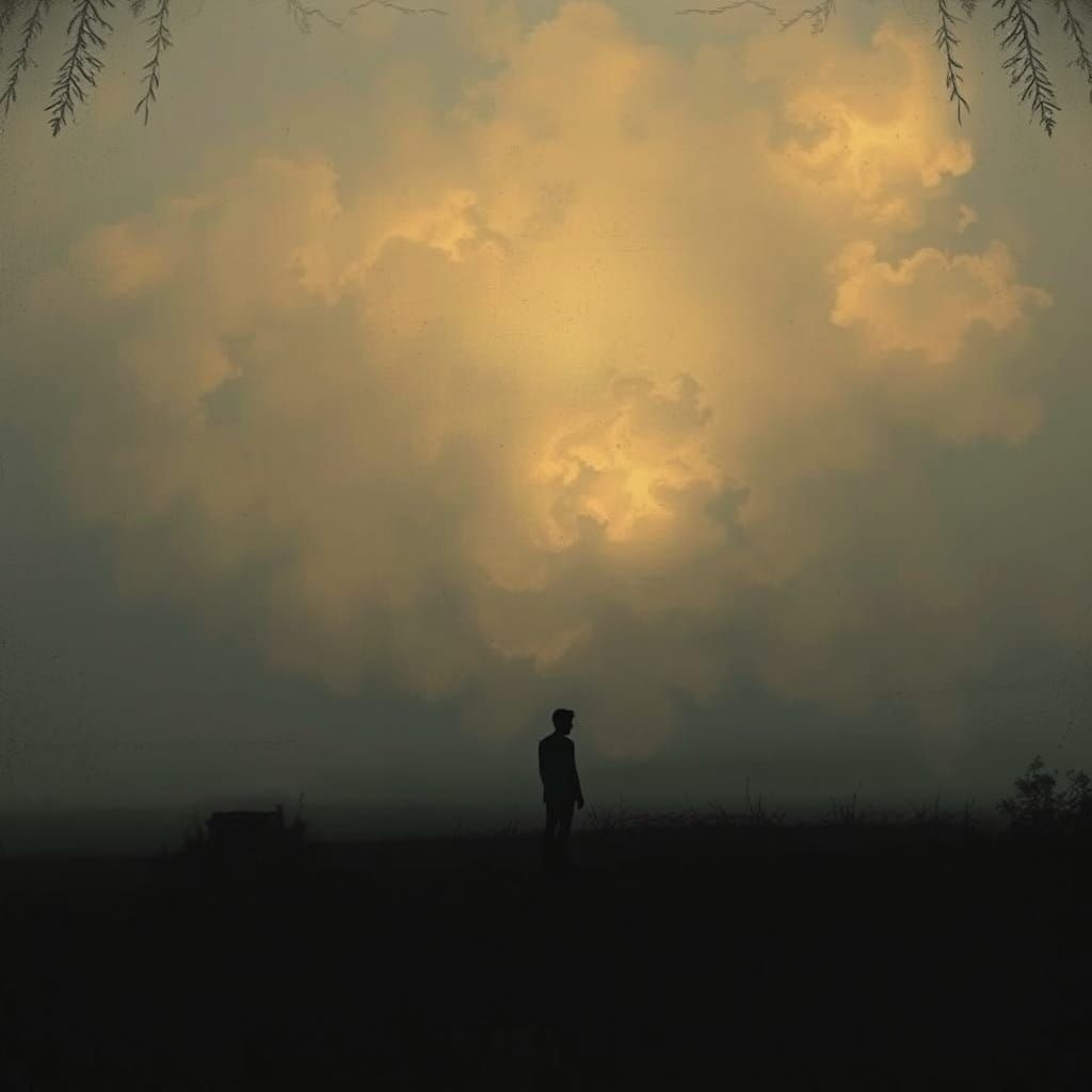 Contemplative Figure in Twilight Hues
