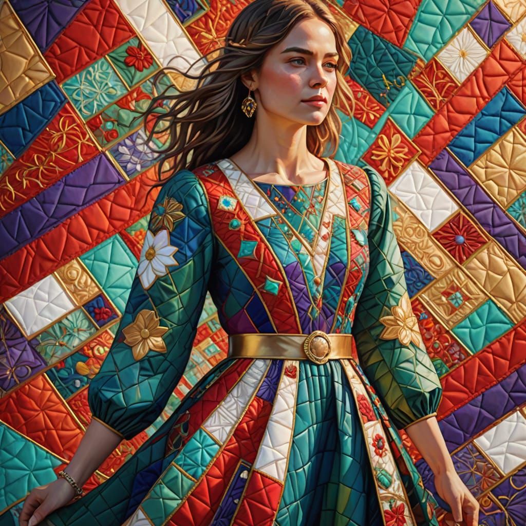 Vibrant Quilted Dress in Full Length