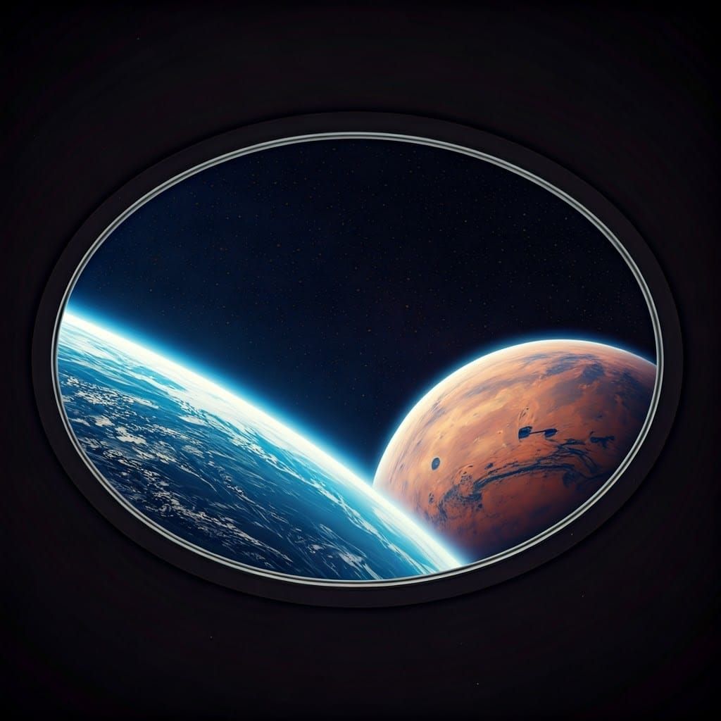 Cosmic Window: Earth and Mars Digital Painting