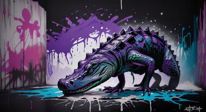 Alligator Graffiti Art in Splash Art Style