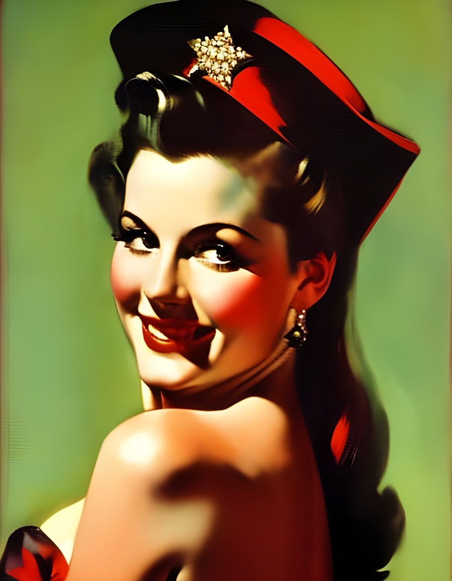 Ecstatic Linda Fiorentino Portrait in Pinup Style