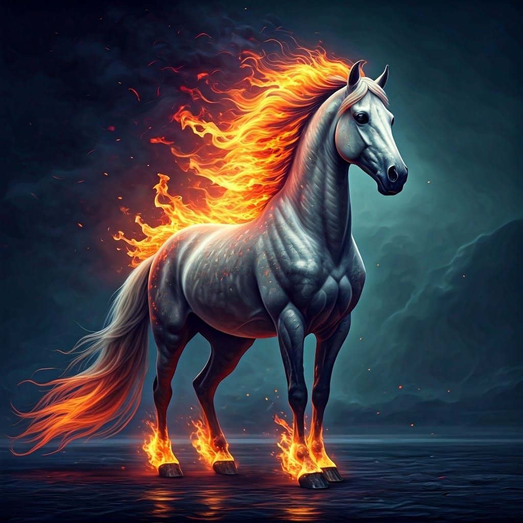 Majestic Horse Ablaze: Fantasy Concept Art