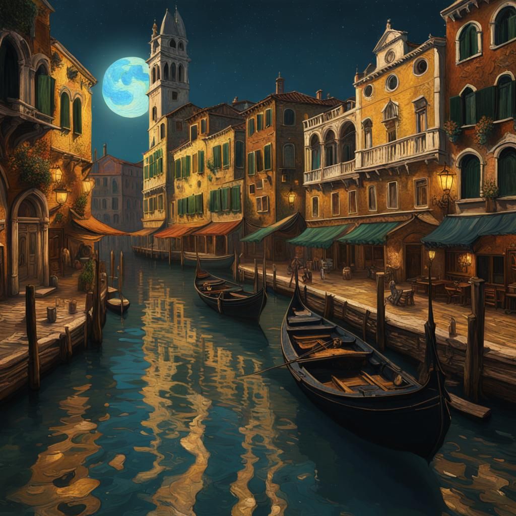 Venice Painting in Van Gogh Style