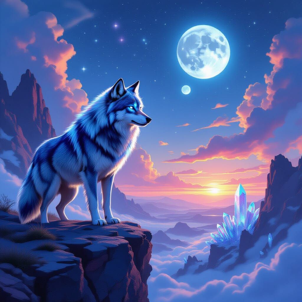 Nebula-Eyed Wolf on Alien Cliff