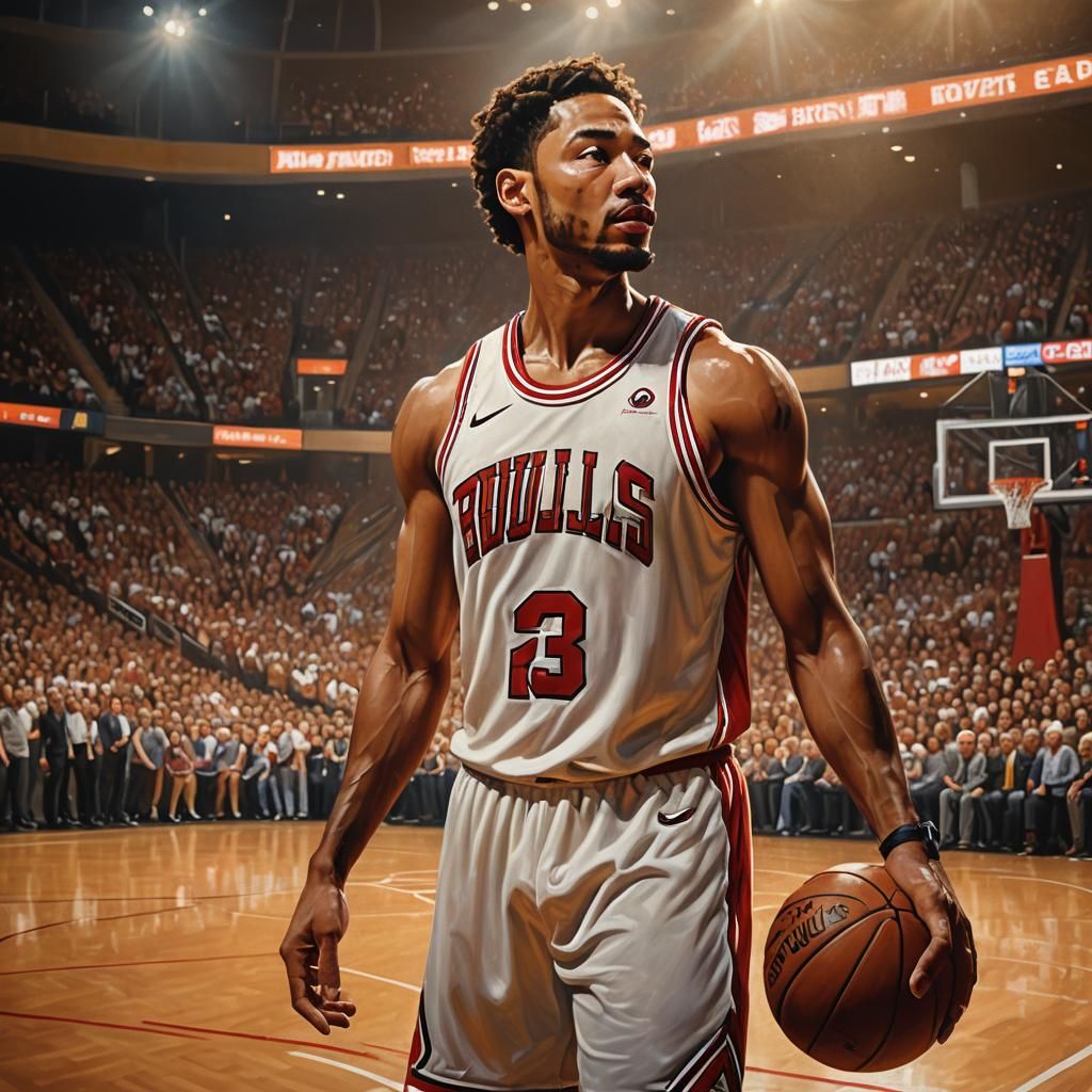Derrick Rose Hall of Fame Portrait in Oil