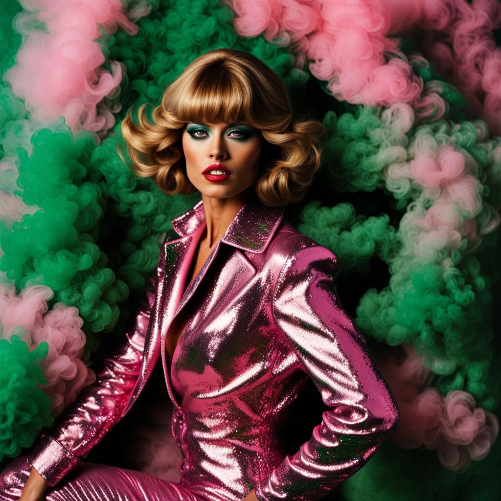 Sassy Woman in Sequins: 1970s Photorealistic Portrait