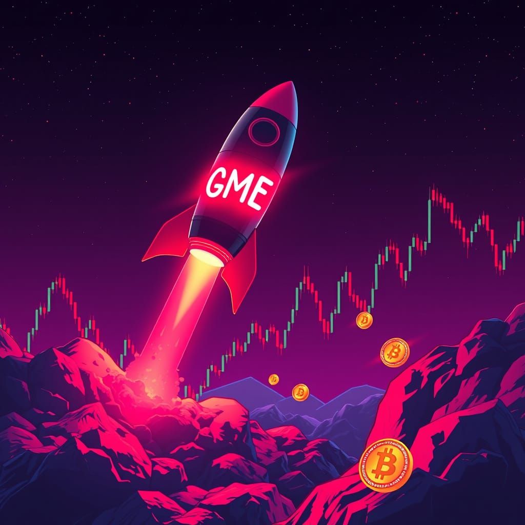 GME Rocket Launch in Synthwave Style