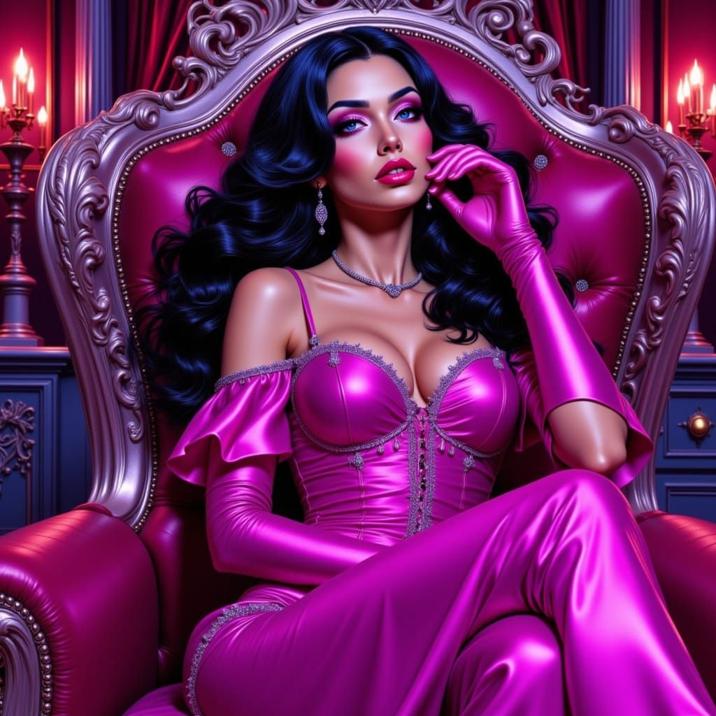 Glamorous Queen in Elegant Neon Watercolor