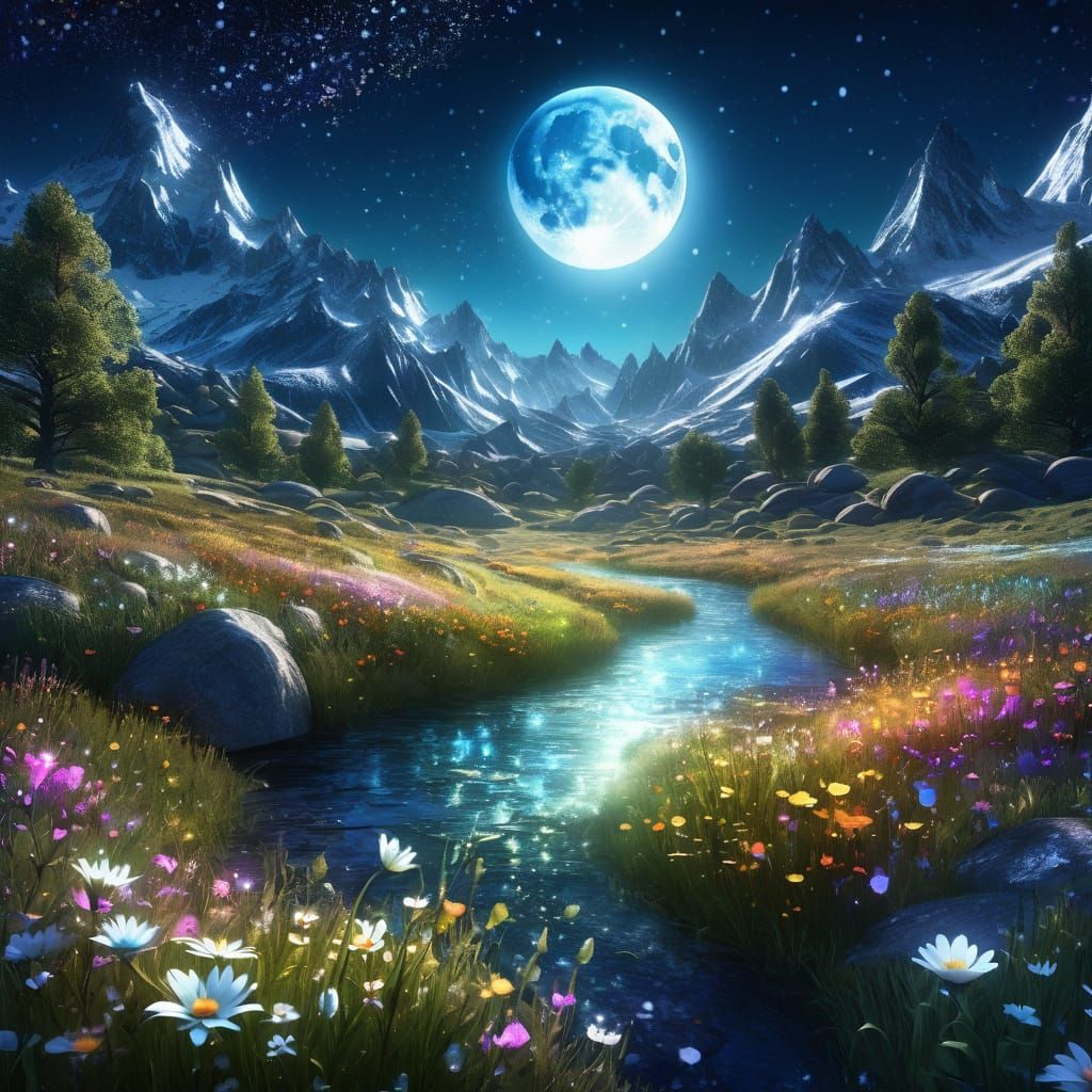 Enchanting Cosmic Wilderness under Moonlight