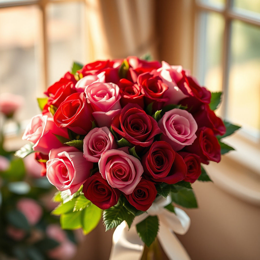 Heart-Shaped Rose Bouquet in Hyper-Realistic Style