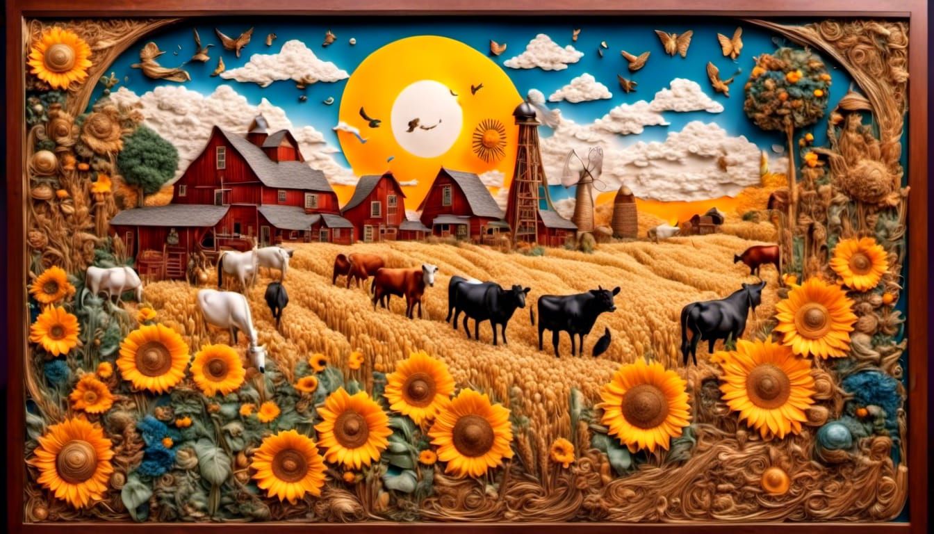 Kansas Summer Almanac Panel with Farm Illustrations