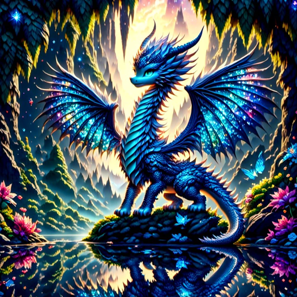 Crystal Dragon Soaring Through Cosmic Dreamscape