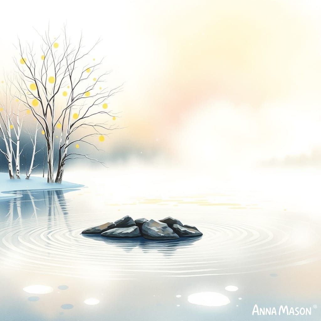 Dreamy Winter Watercolour Landscape with Ethereal Light