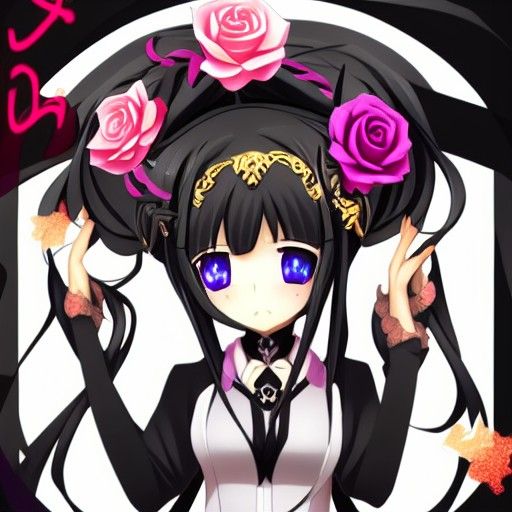 Suigintou with Black Rose Digital Art