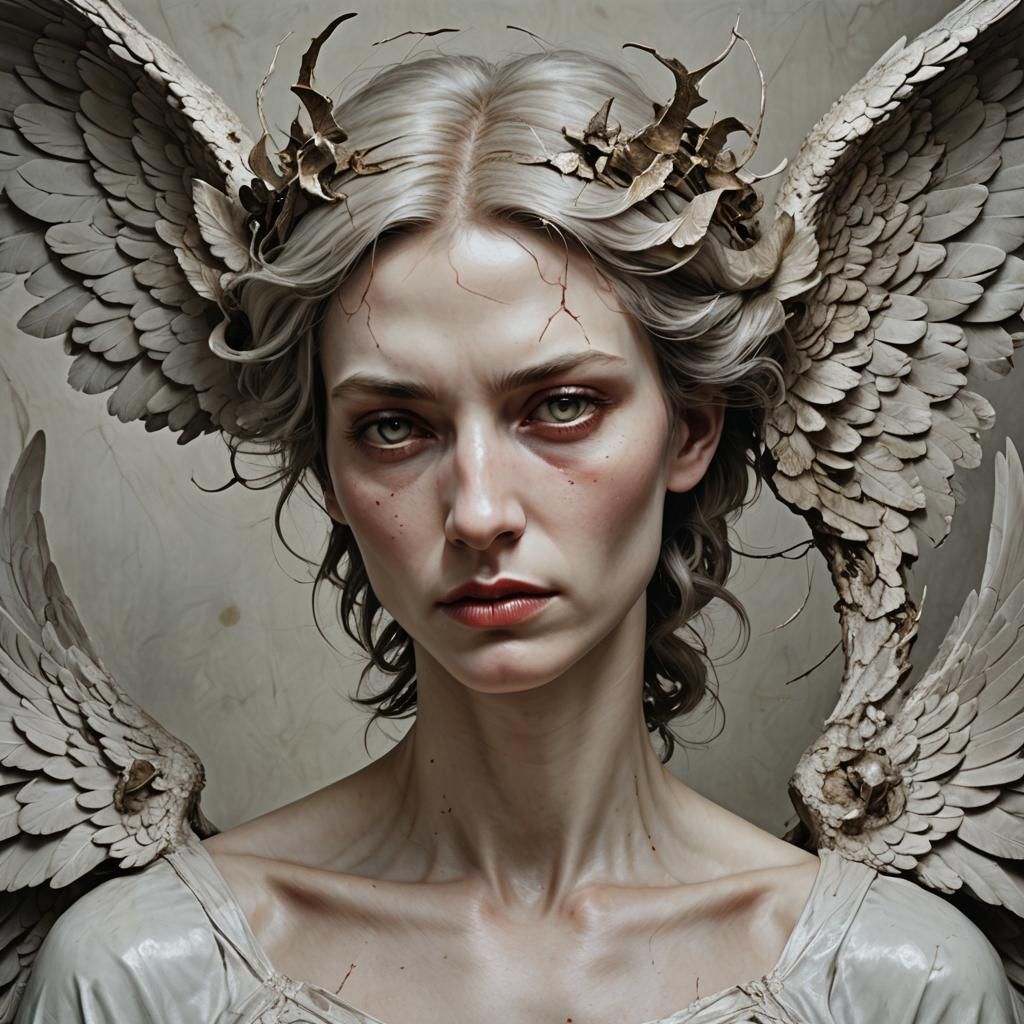 Fallen Angel Portrait with Ethereal Beauty