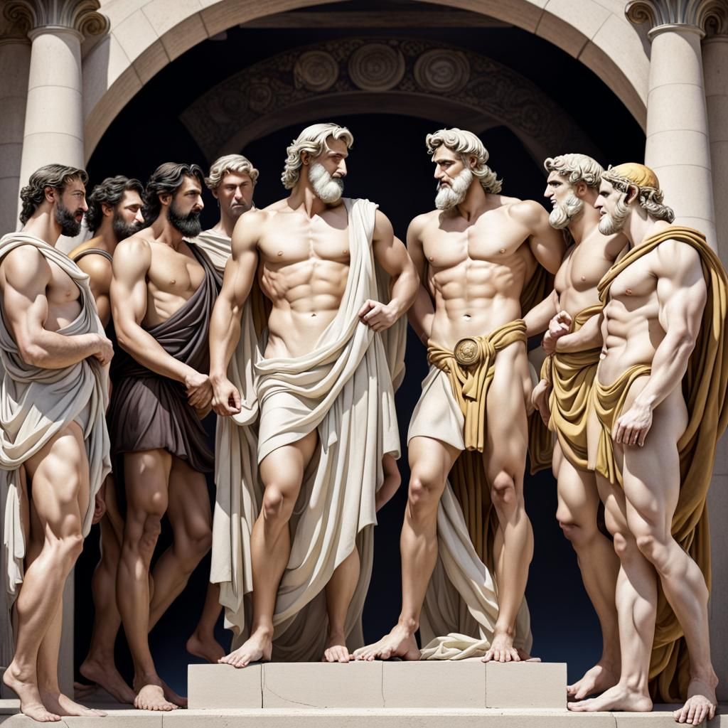 Seven Greek Gods in Discussion