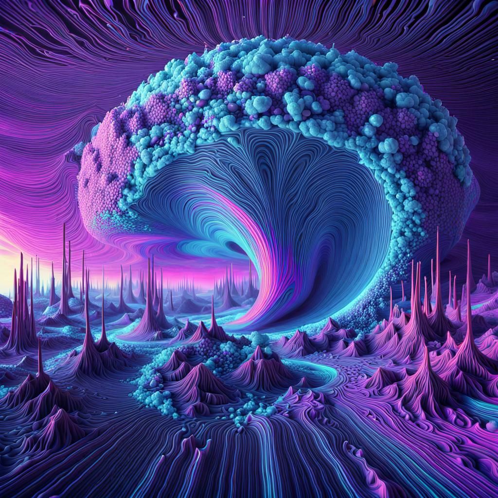 Psychedelic Thermograph Sci-Fi Landscape in 3D Render