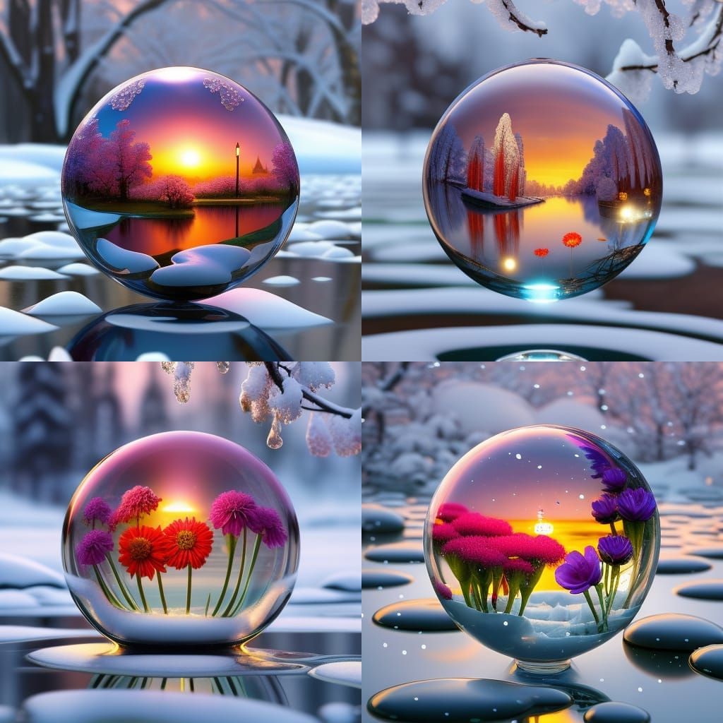 Flowers Bloom in Melting Snow: Hyperdetailed Digital Art