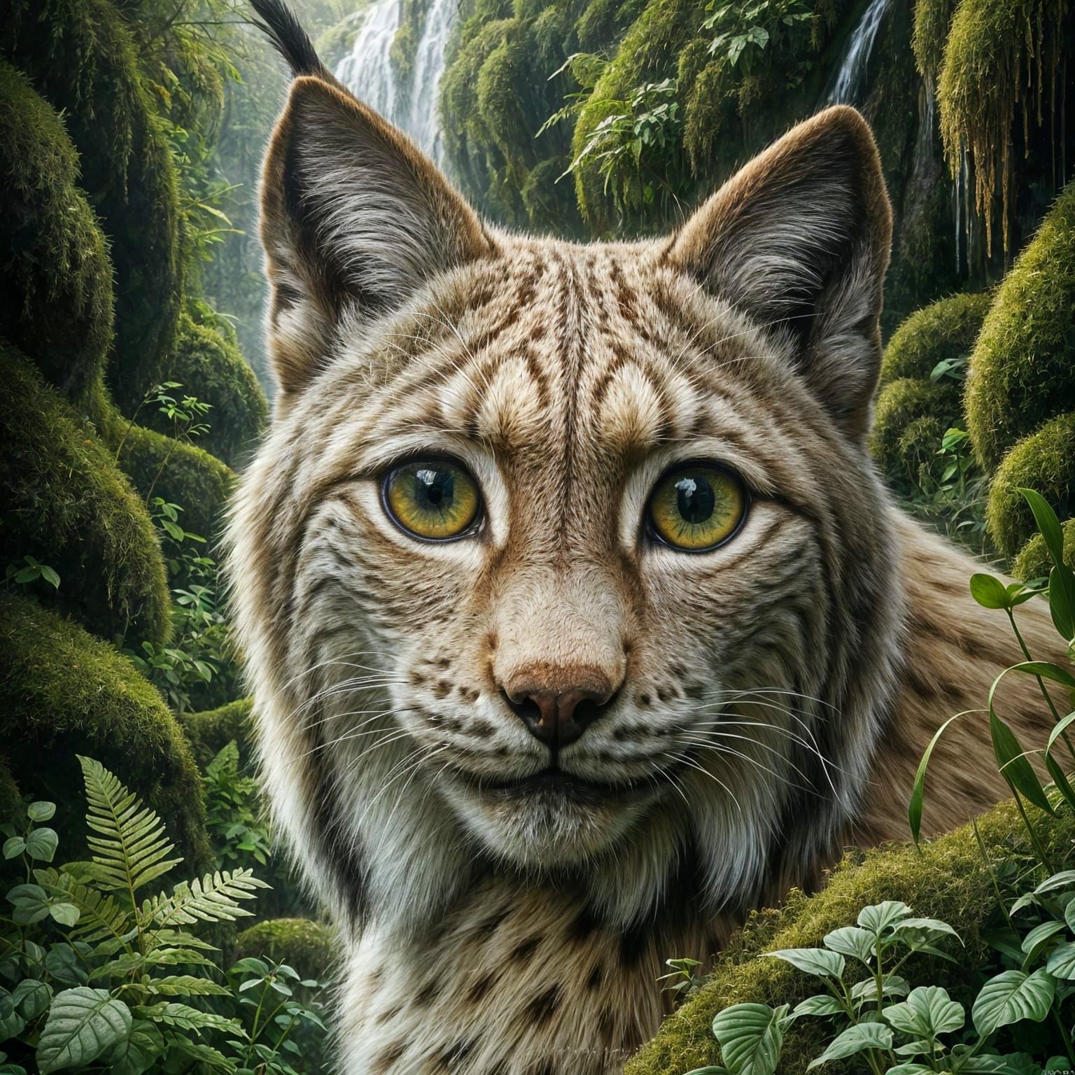 Iberian Lynx Portrait in Antique Oil Painting Style