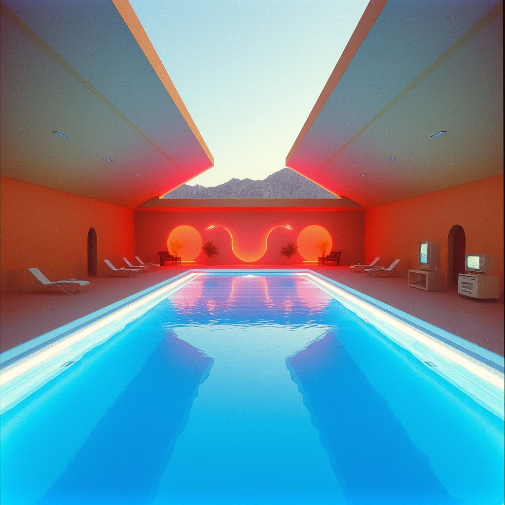 Dreamlike Desert Oasis in Hazy Lomography Style