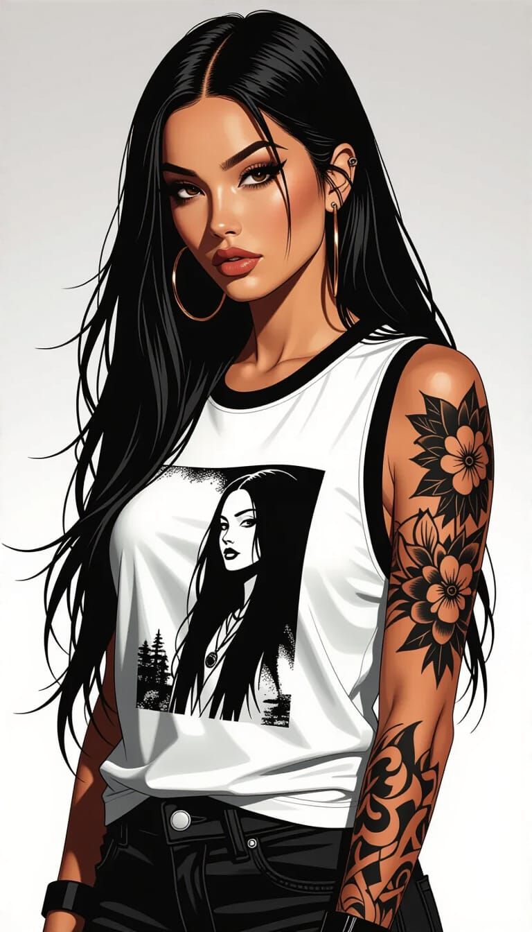 Mysterious Rapper with Tattoo in Cinematic Style