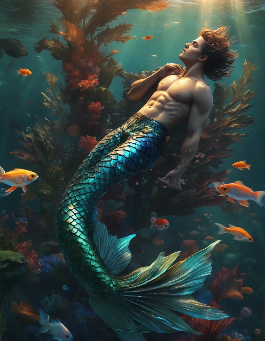 Merman with Beta Fish Tail: Fantasy Realism