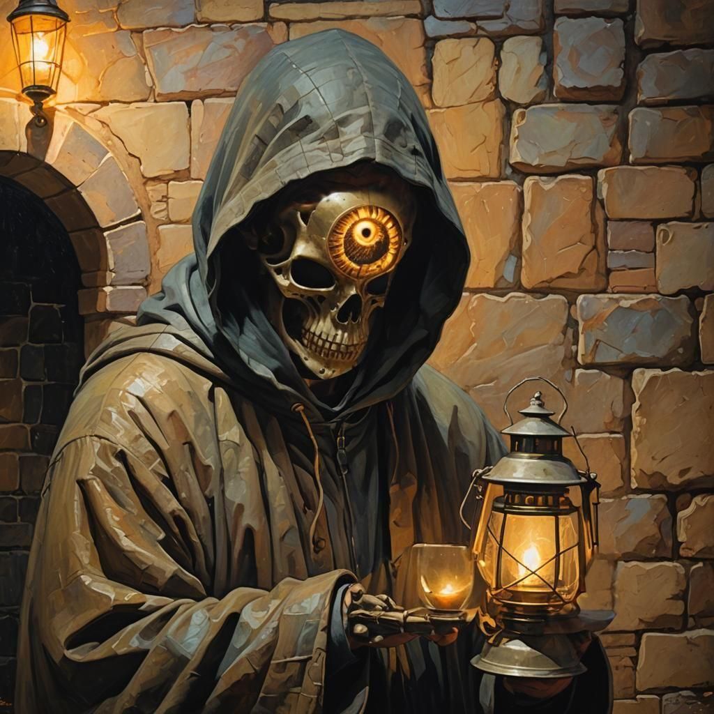 Surreal Catacomb Memories in Oil Painting Style