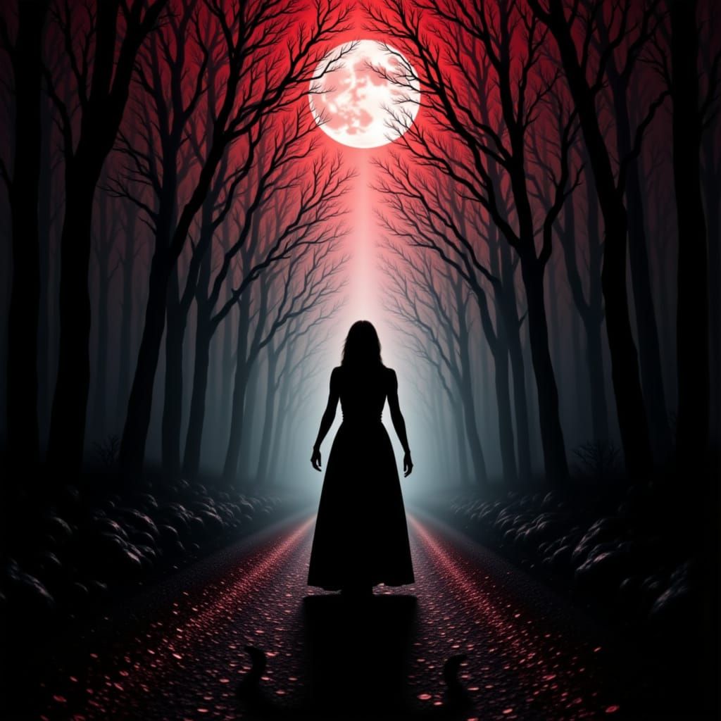 Noir Woman in Surreal Forest